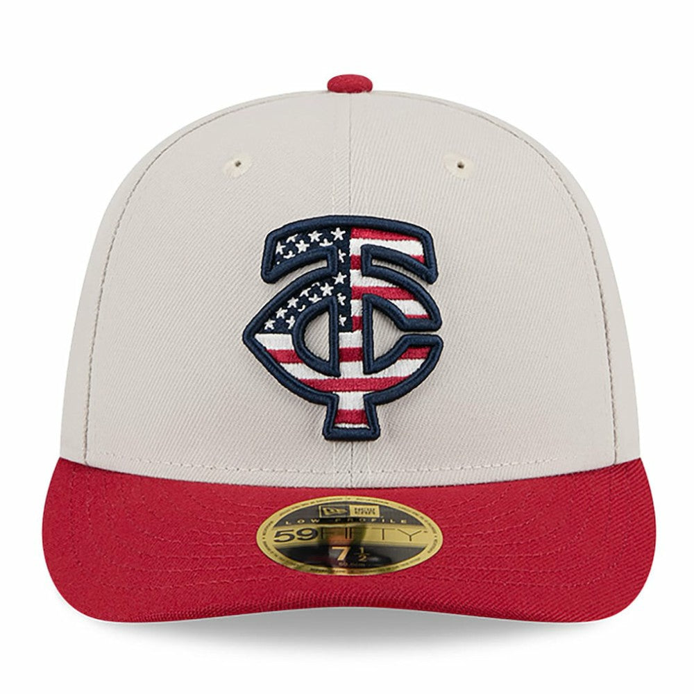 Minnesota Twins 2024 Fourth of July Low Profile 59FIFTY Fitted Hat Khaki/Red
