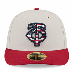 Minnesota Twins 2024 Fourth of July Low Profile 59FIFTY Fitted Hat Khaki/Red