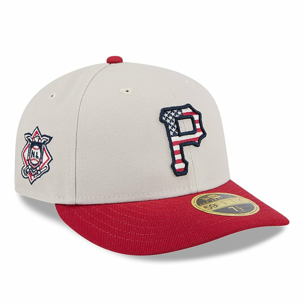 Pittsburgh Pirates 2024 Fourth of July Low Profile 59FIFTY Fitted Hat Khaki/Red