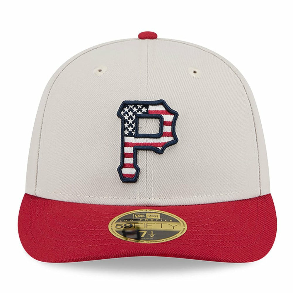Pittsburgh Pirates 2024 Fourth of July Low Profile 59FIFTY Fitted Hat Khaki/Red