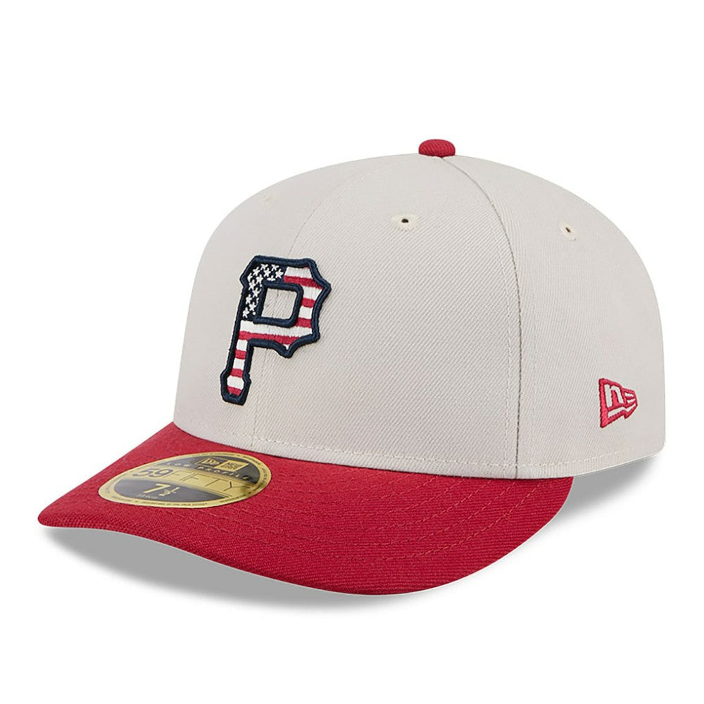 Pittsburgh Pirates 2024 Fourth of July Low Profile 59FIFTY Fitted Hat Khaki/Red