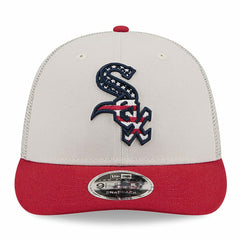 Chicago White Sox 2024 Fourth of July Trucker Low Profile 9FIFTY Snapback Hat Khaki/Red