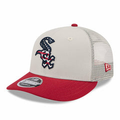 Chicago White Sox 2024 Fourth of July Trucker Low Profile 9FIFTY Snapback Hat Khaki/Red
