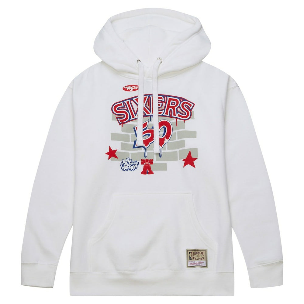 Philadelphia 76ers x Tats Cru Hardwood Classics Brick Pullover Hoodie - White for sale