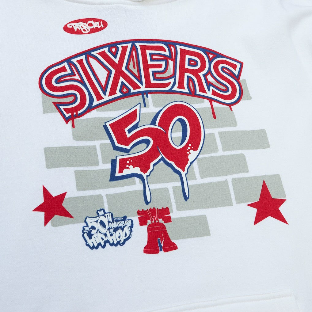 Philadelphia 76ers x Tats Cru Hardwood Classics Brick Pullover Hoodie - White for sale