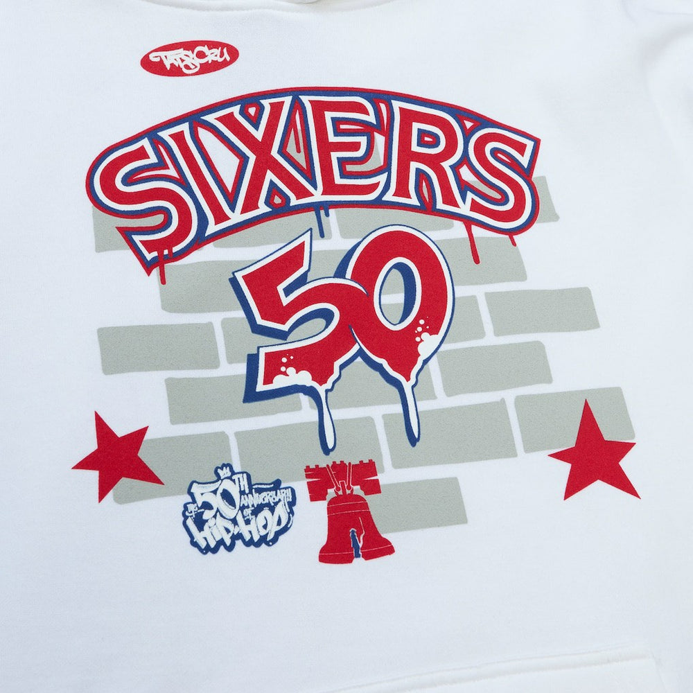 Philadelphia 76ers x Tats Cru Hardwood Classics Brick Pullover Hoodie - White for sale