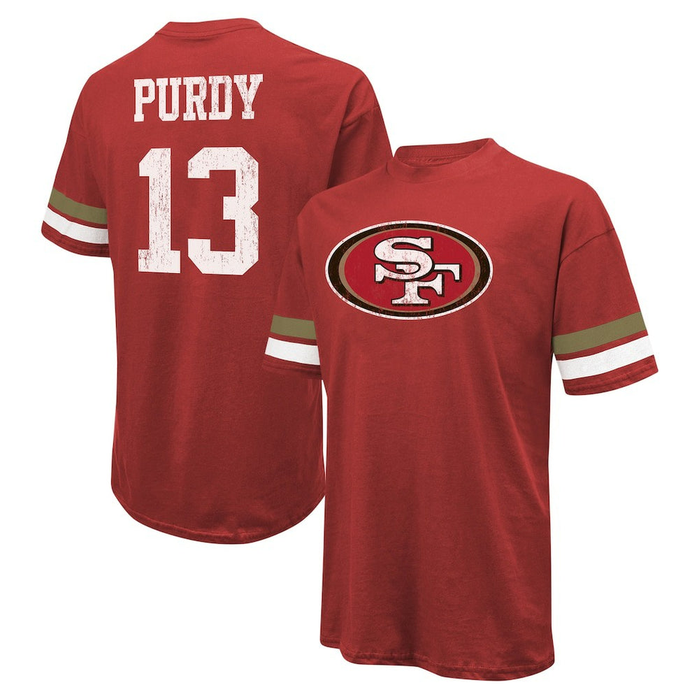 Brock Purdy San Francisco 49ers Majestic Threads Name & Number Oversize Fit T-Shirt - Scarlet cheap