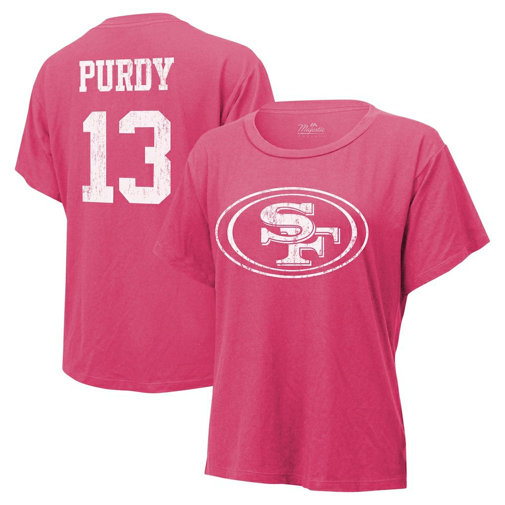 Brock Purdy San Francisco 49ers Majestic Threads Women's Name & Number T-Shirt - Pink for sale