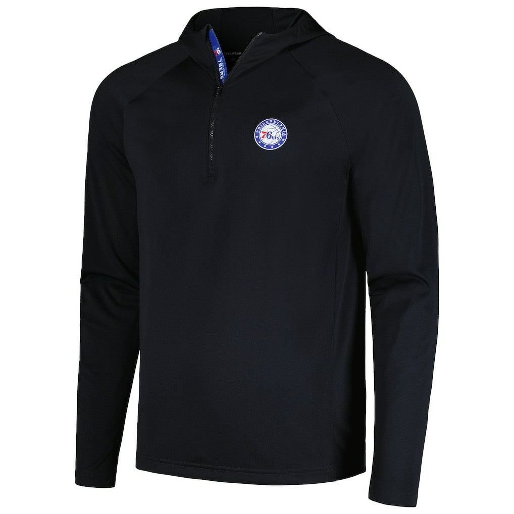 Philadelphia 76ers Levelwear Zander Hoodie Raglan Quarter-Zip Top - Black discount