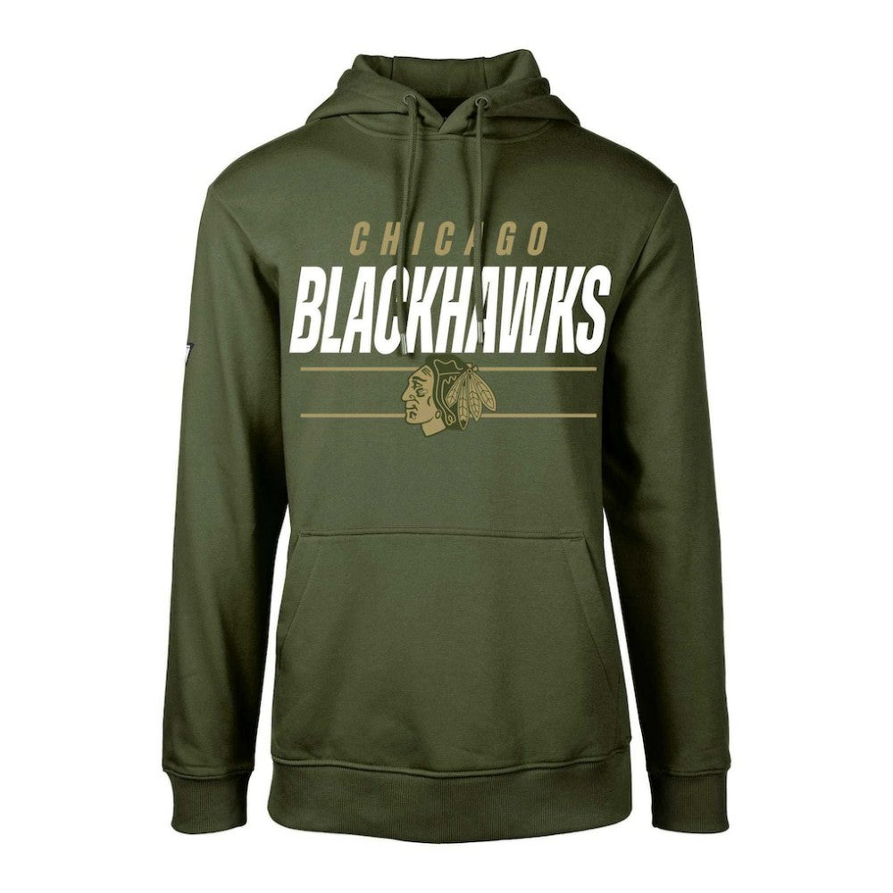 Chicago Blackhawks Levelwear Youth Podium Fleece Pullover Hoodie - Olive Hoodies