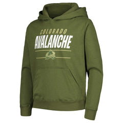 Colorado Avalanche Levelwear Youth Podium Fleece Pullover Hoodie - Olive Hoodies