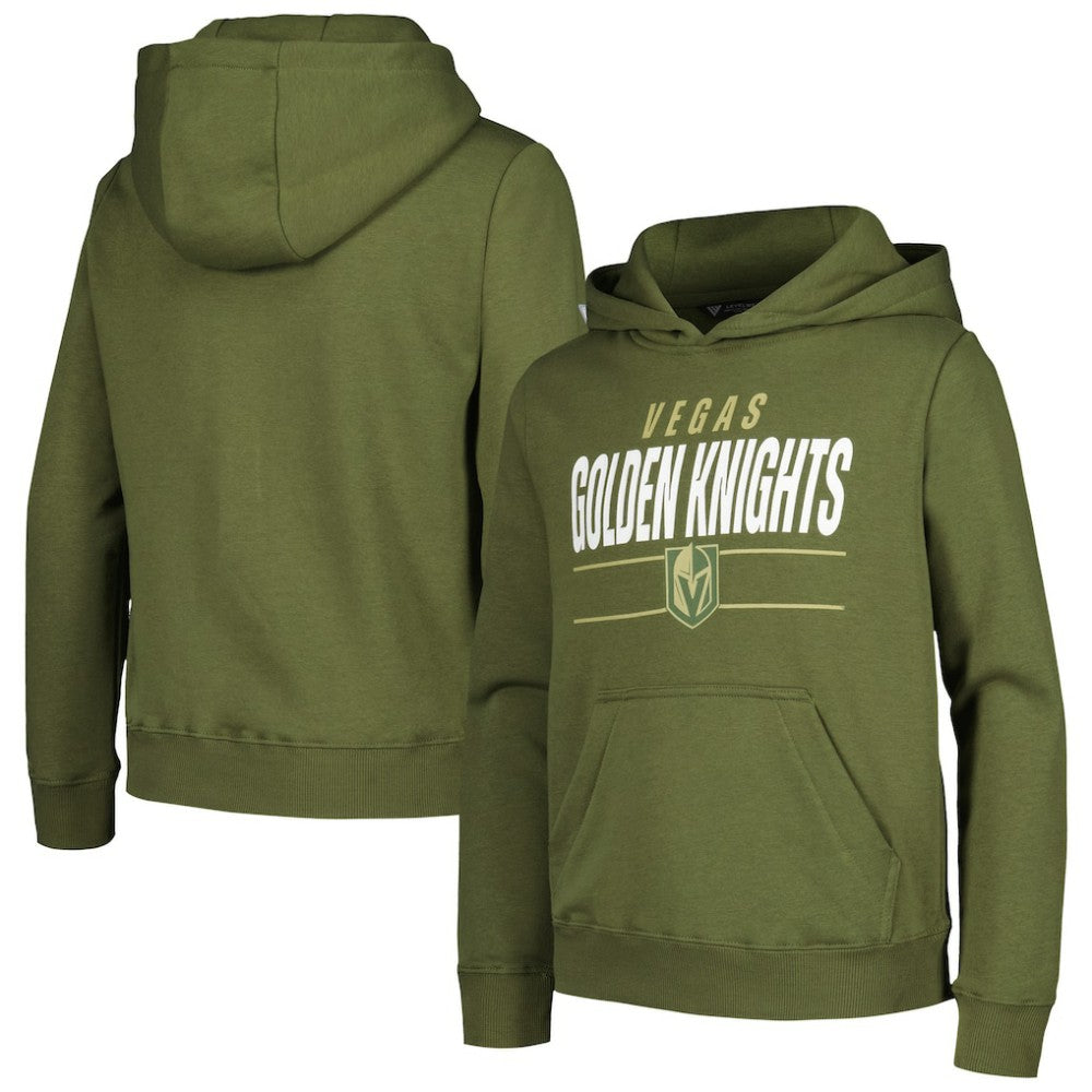 Vegas Golden Knights Levelwear Youth Podium Fleece Pullover Hoodie - Olive Hoodies