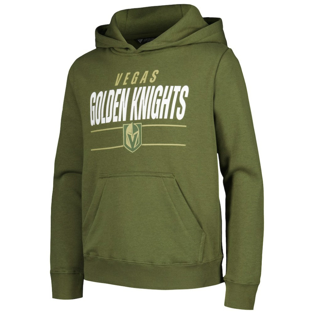 Vegas Golden Knights Levelwear Youth Podium Fleece Pullover Hoodie - Olive Hoodies