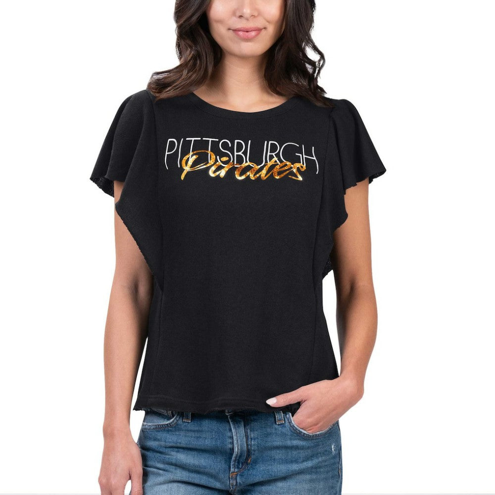 Pittsburgh Pirates G-III 4Her by Carl Banks Women's Crowd Wave T-Shirt Black