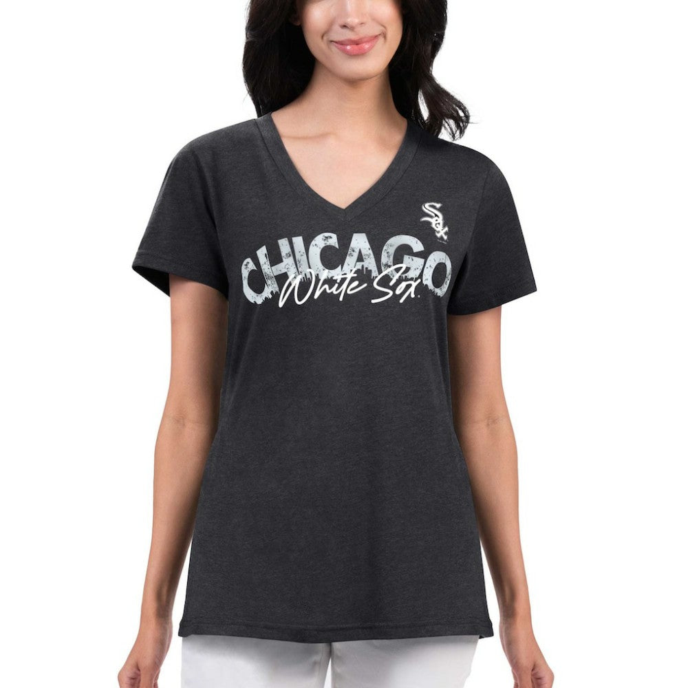 Chicago White Sox G-III 4Her by Carl Banks Women's Key Move V-Neck T-Shirt Black