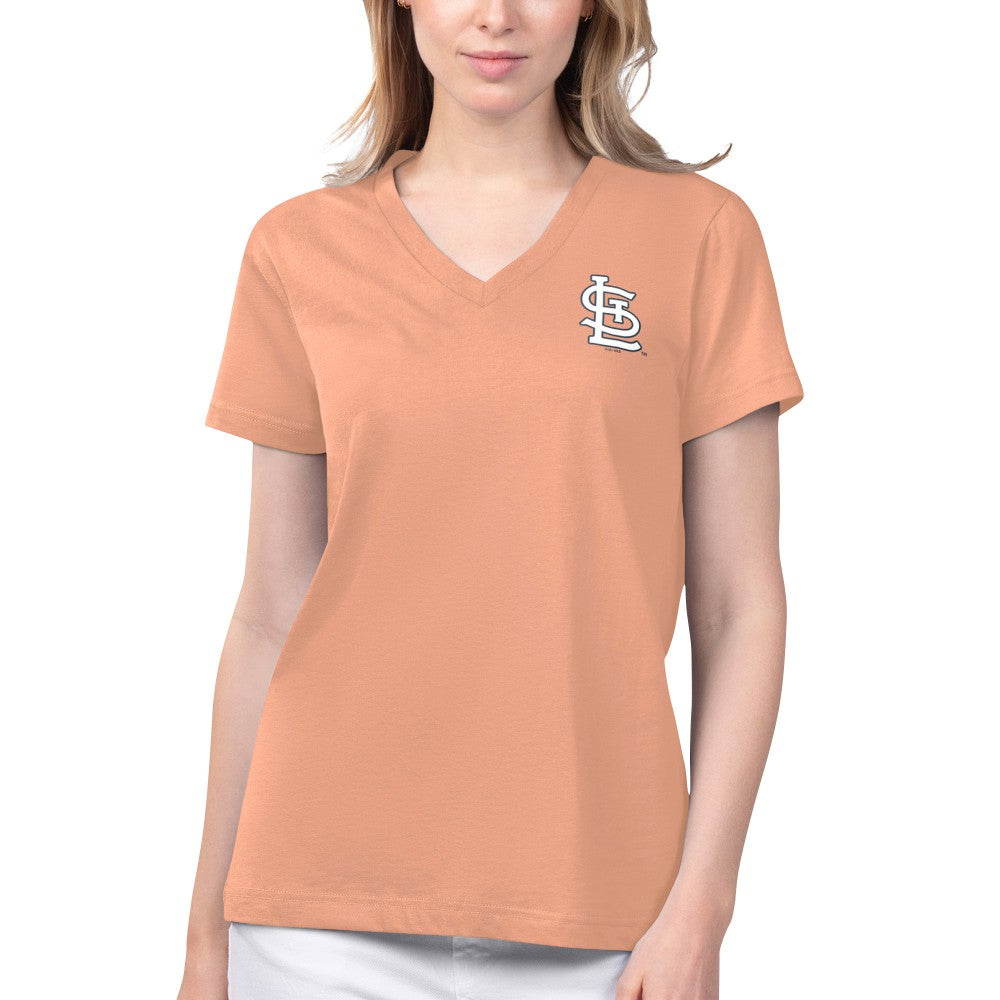 St. Louis Cardinals Margaritaville Women's Game Time V-Neck T-Shirt Coral