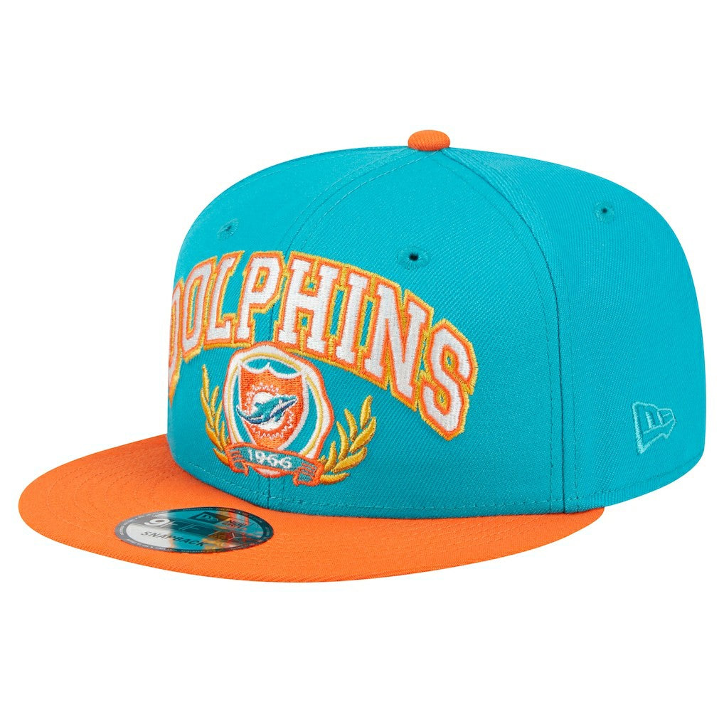 Miami Dolphins New Era Team Establish 9FIFTY Snapback Hat - Aqua/Orange cheap