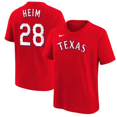 Jonah Heim Texas Rangers Youth Name & Number T-Shirt Red