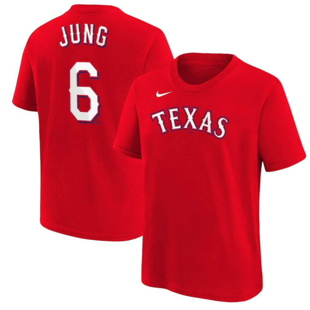 Josh Jung Texas Rangers Youth Name & Number T-Shirt Red