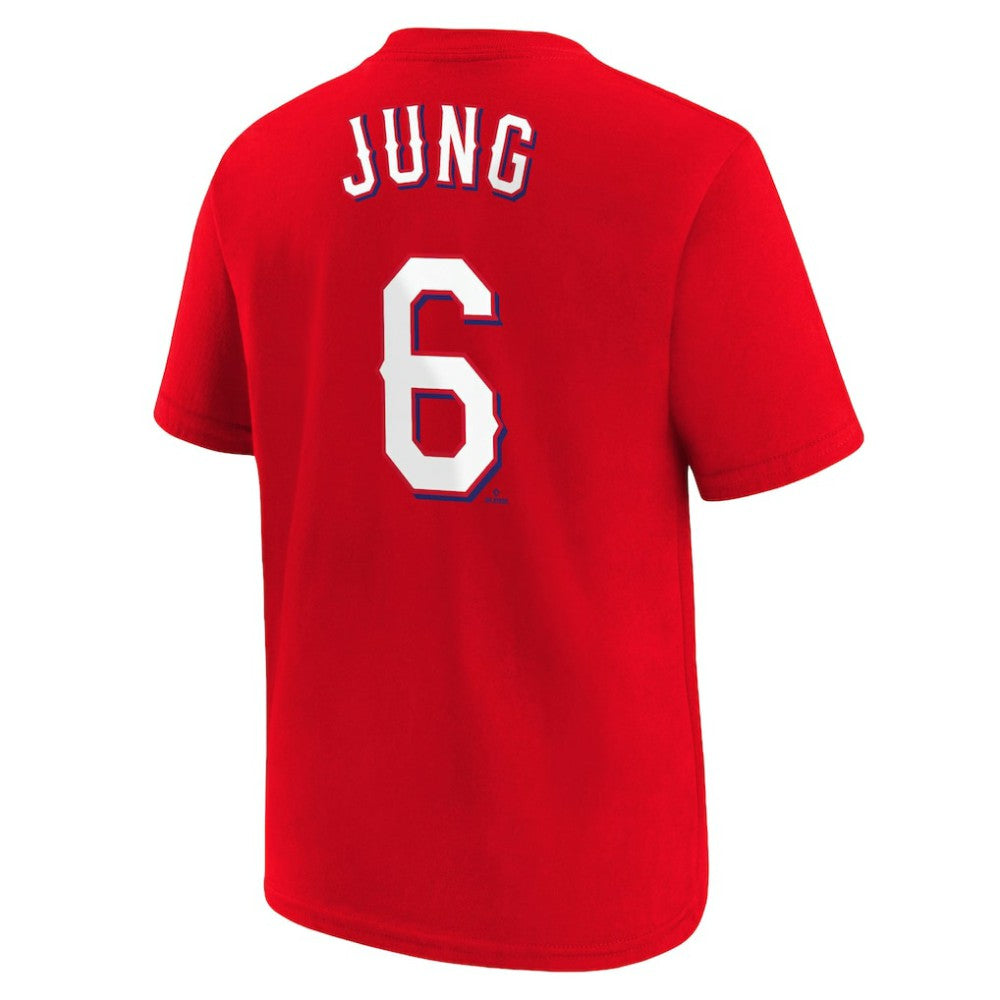 Josh Jung Texas Rangers Youth Name & Number T-Shirt Red
