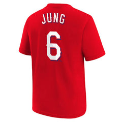 Josh Jung Texas Rangers Youth Name & Number T-Shirt Red