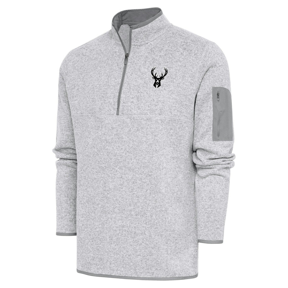 Milwaukee Bucks Antigua Metallic Logo Fortune Quarter-Zip Jacket - Heather Gray online