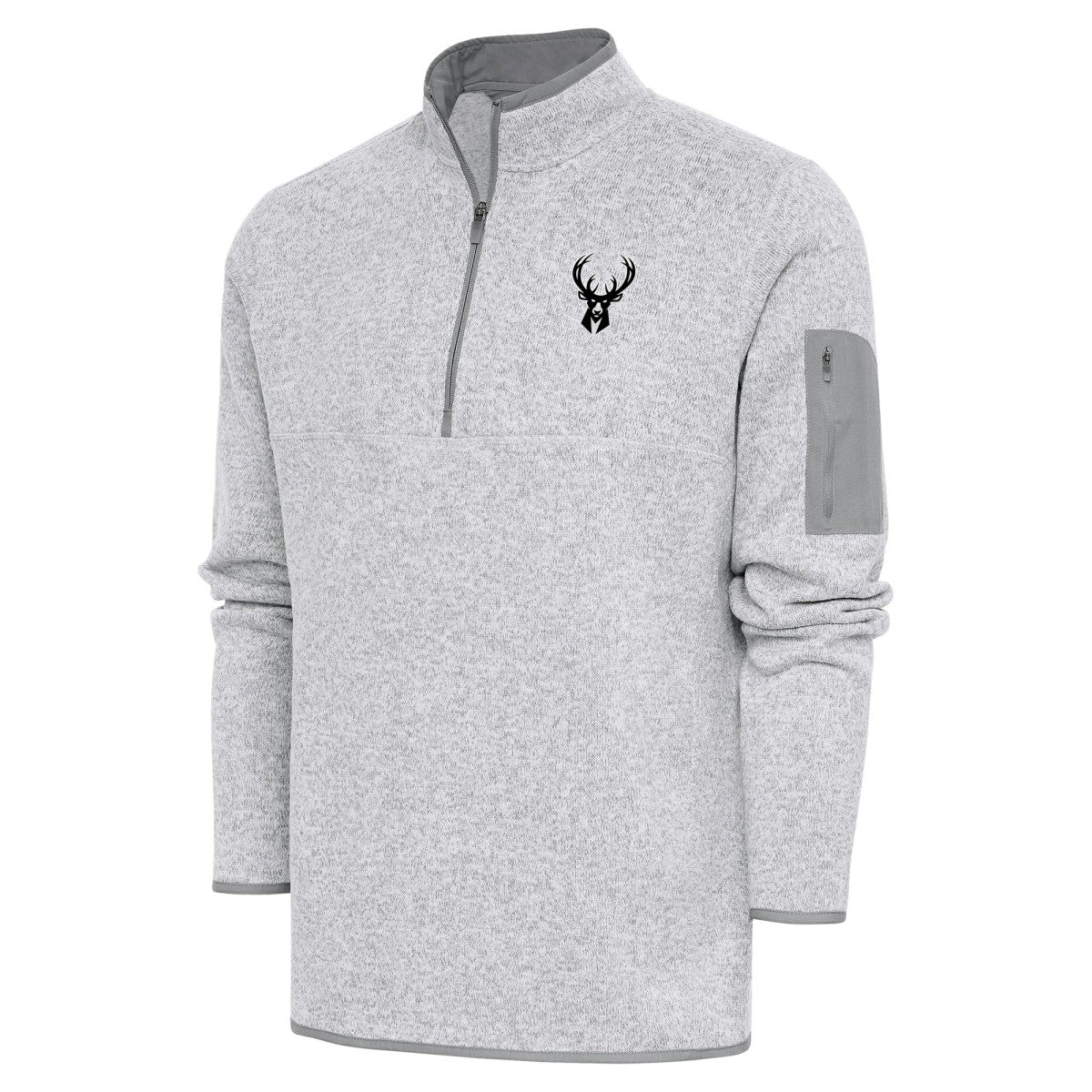 Milwaukee Bucks Antigua Metallic Logo Fortune Quarter-Zip Jacket - Heather Gray online
