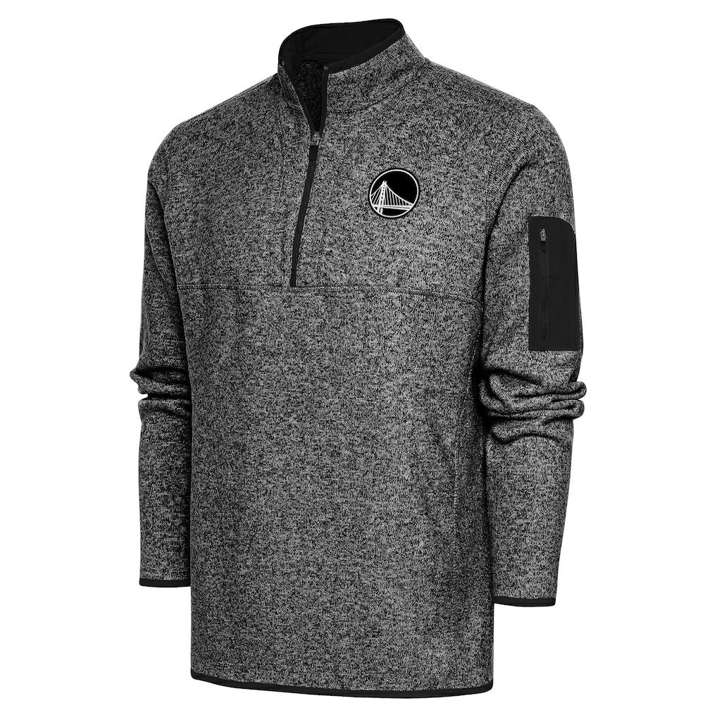 Golden State Warriors Antigua Metallic Logo Fortune Quarter-Zip Jacket sale - Heather Black shop