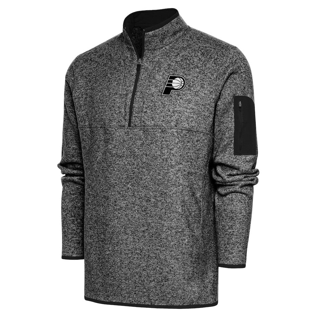 Indiana Pacers Antigua Metallic Logo Fortune Quarter-Zip Jacket - Heather Black cheap