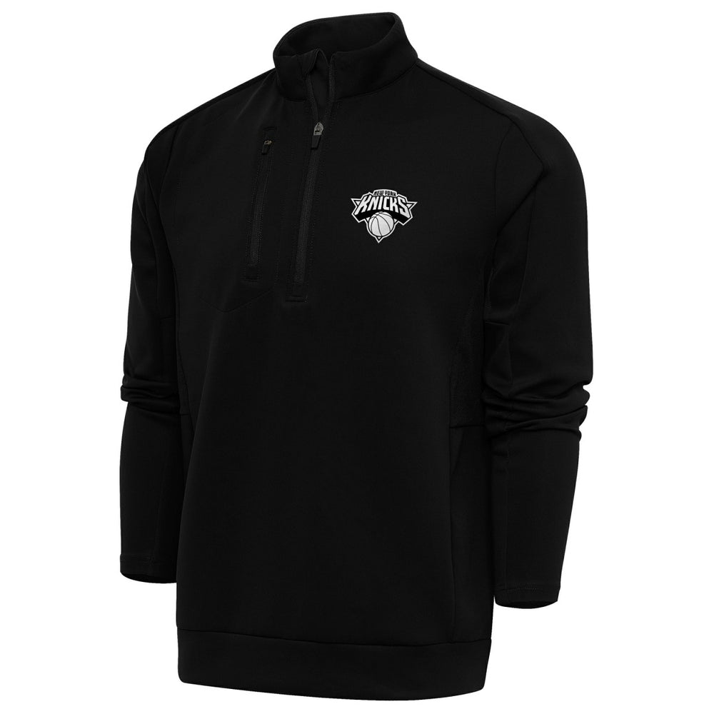 New York Knicks Antigua Metallic Logo Generation Quarter-Zip Top - Black for sale