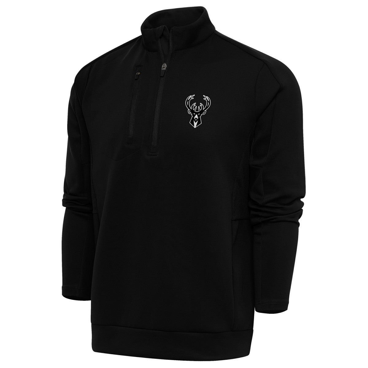 Milwaukee Bucks Antigua Metallic Logo Generation Quarter-Zip Top - Black discount