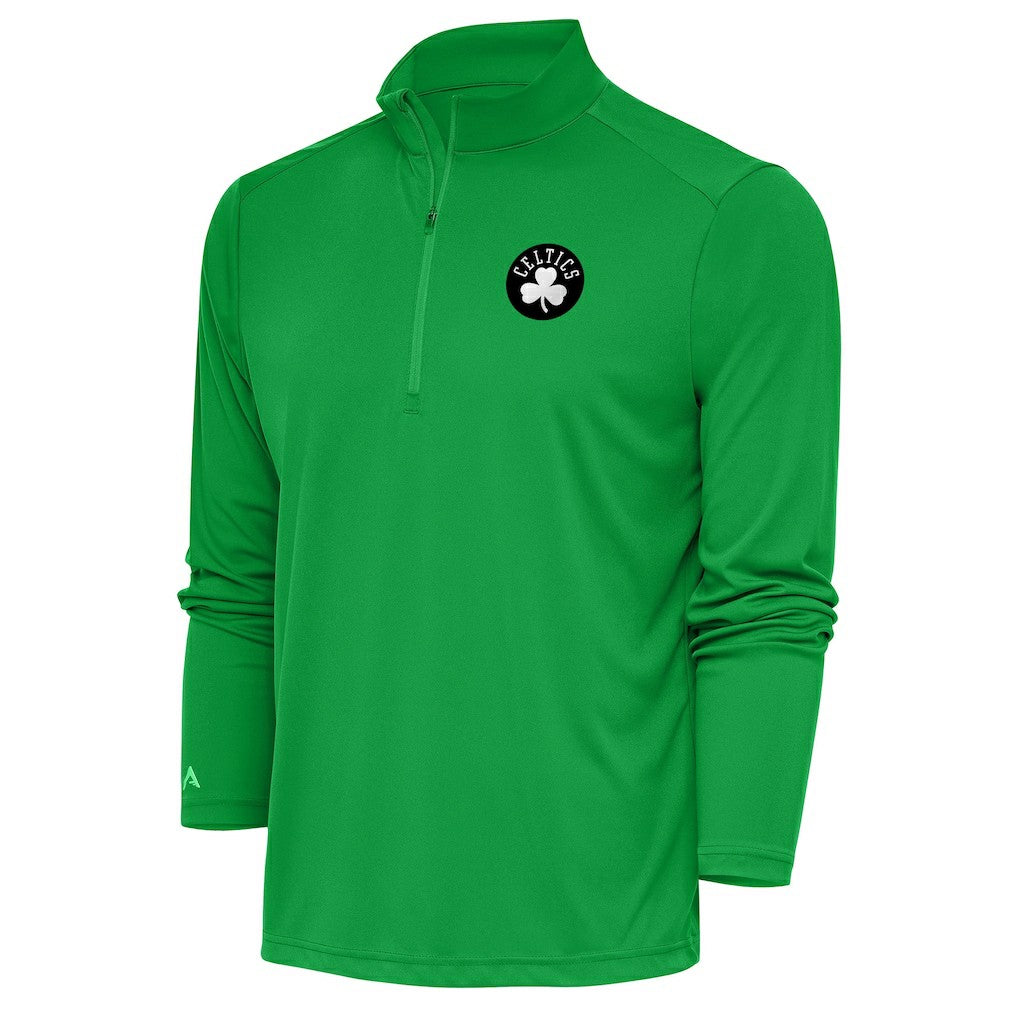Boston Celtics Antigua Metallic Logo Tribute Quarter-Zip Top - Kelly Green sale