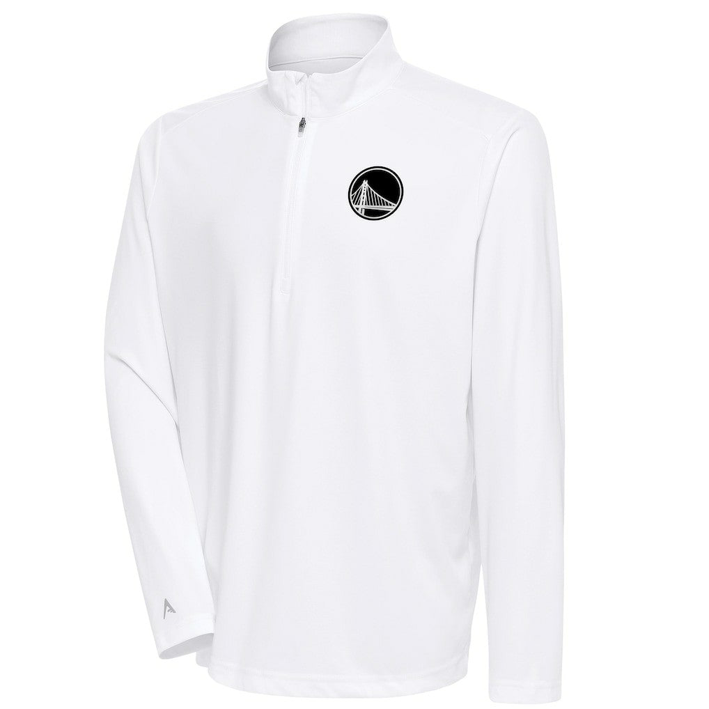 Golden State Warriors Antigua Metallic Logo Tribute Quarter-Zip Top sale - White shop