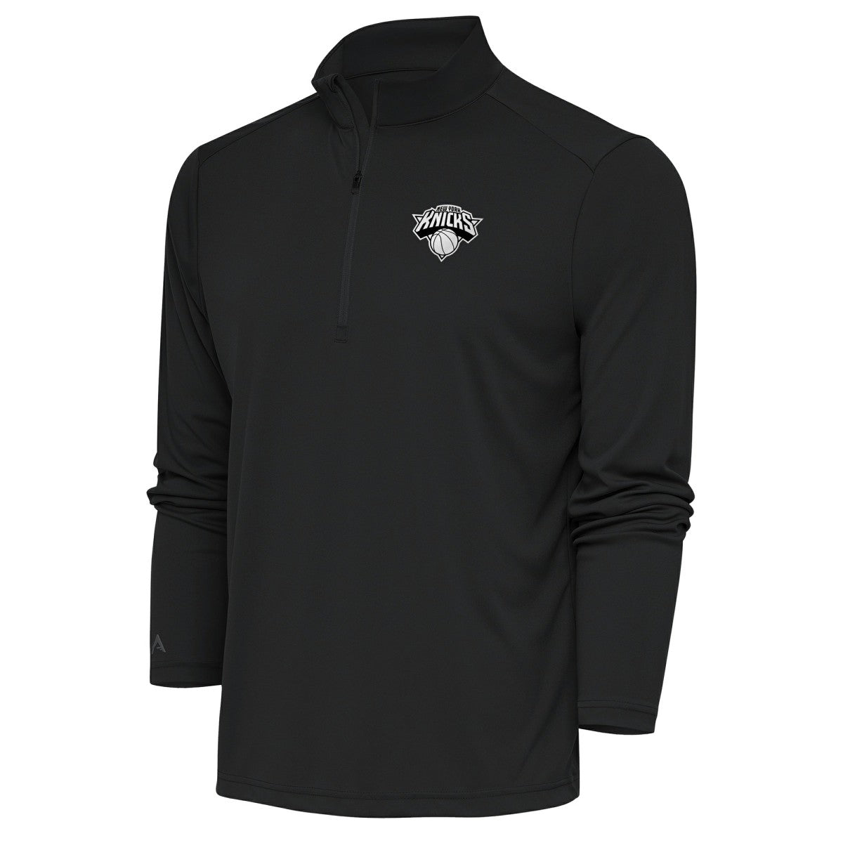 New York Knicks Antigua Metallic Logo Tribute Quarter-Zip Top - Charcoal for sale