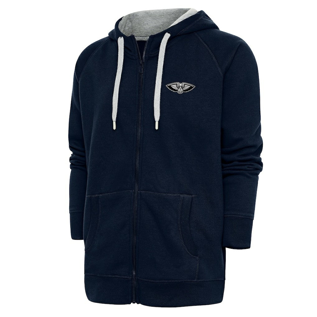 New Orleans Pelicans Antigua Metallic Logo Victory Raglan Full-Zip Hoodie - Navy outlet