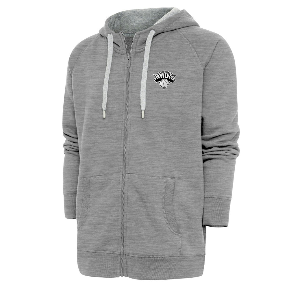 New York Knicks Antigua Metallic Logo Victory Raglan Full-Zip Hoodie - Heather Gray outlet