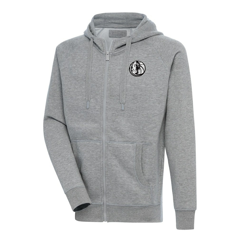 Dallas Mavericks Antigua Metallic Logo Victory Raglan Full-Zip Hoodie sale - Heather Gray on sale