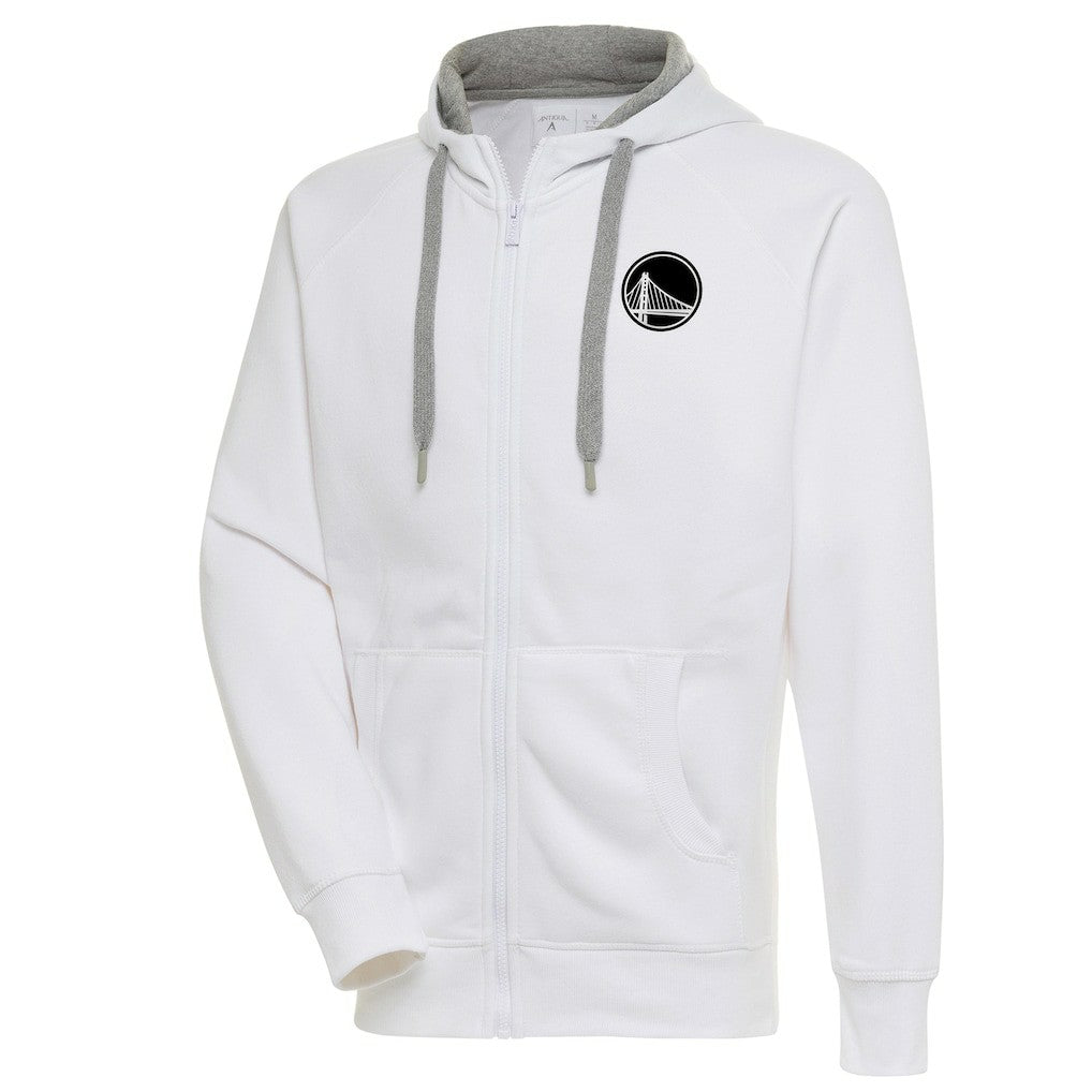 Golden State Warriors Antigua Metallic Logo Victory Raglan Full-Zip Hoodie sale - White discount