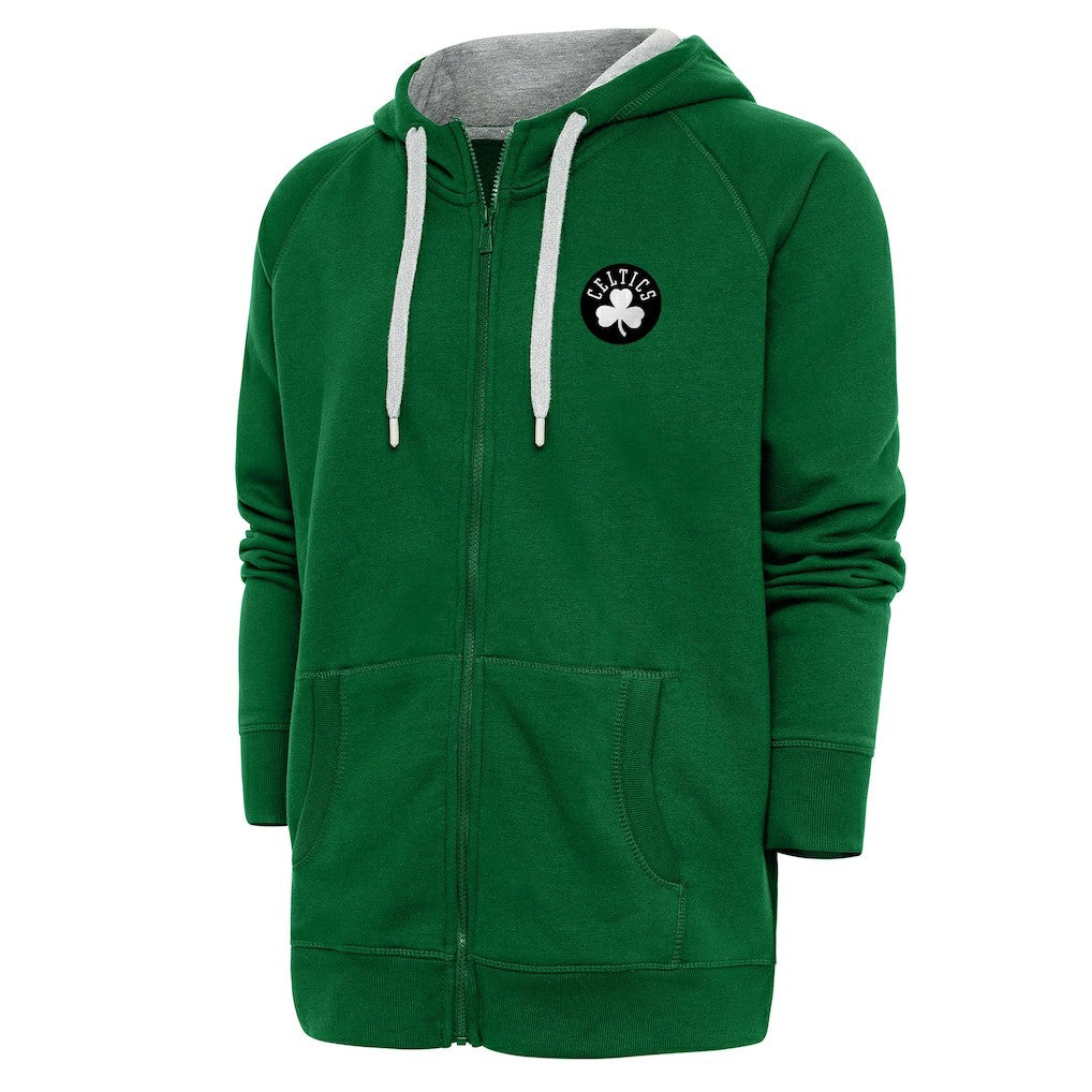 Boston Celtics Antigua Metallic Logo Victory Raglan Full-Zip Hoodie - Kelly Green shop