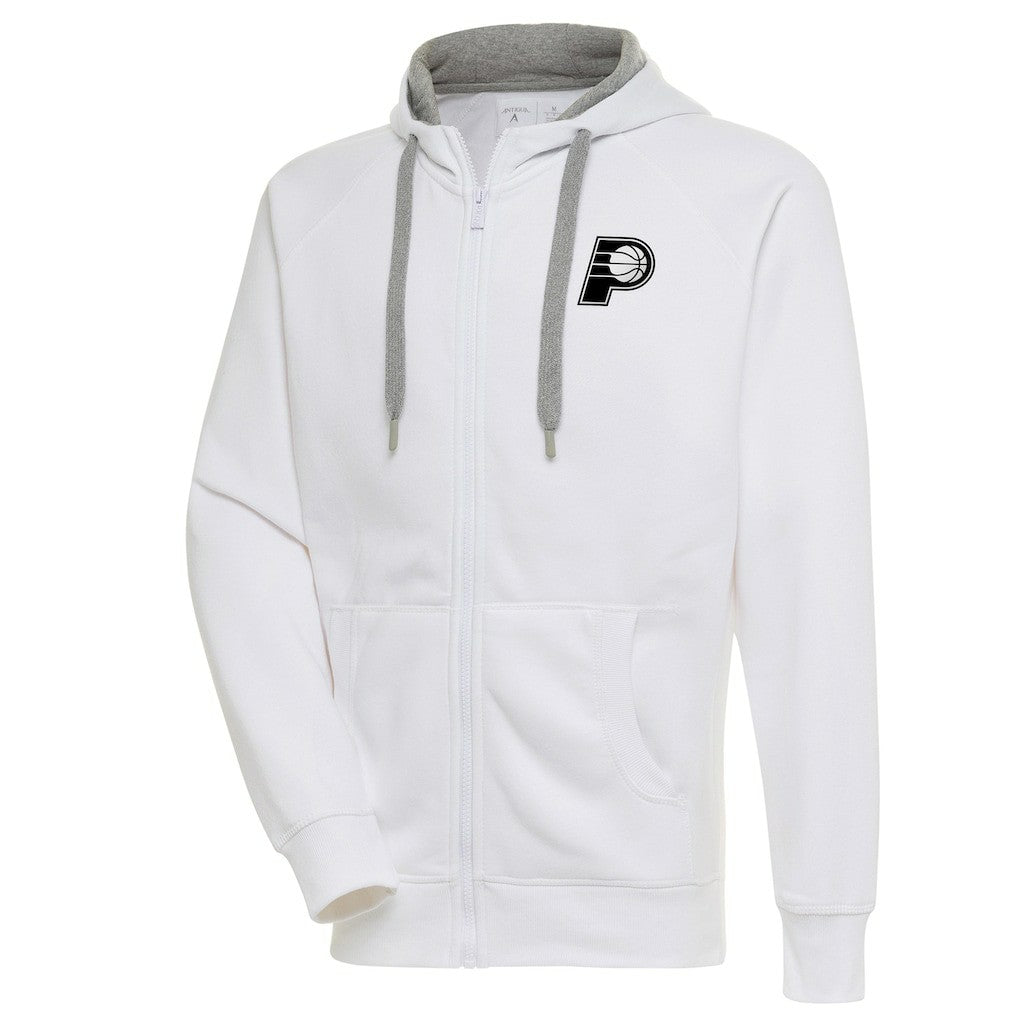 Indiana Pacers Antigua Metallic Logo Victory Raglan Full-Zip Hoodie - White on sale