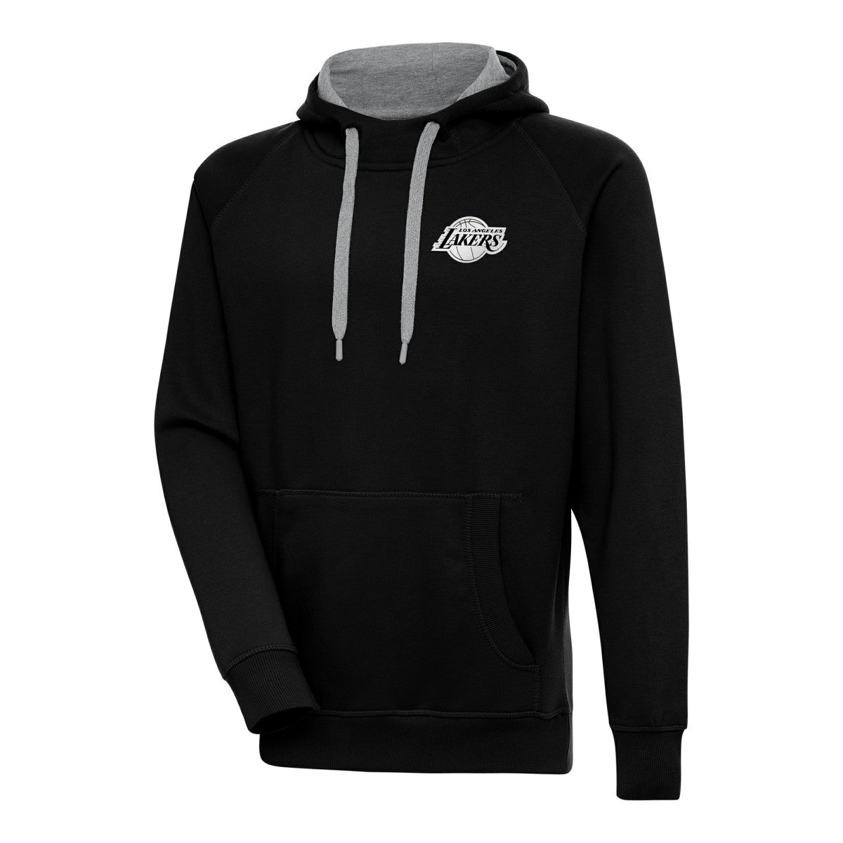 Los Angeles Lakers Antigua Metallic Logo Victory Raglan Pullover Hoodie - Black on sale
