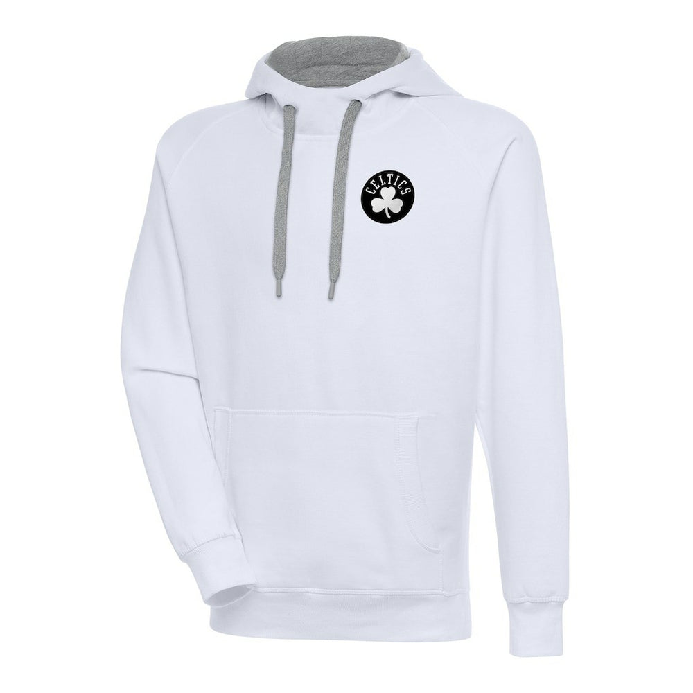 Boston Celtics Antigua Metallic Logo Victory Raglan Pullover Hoodie - White sale