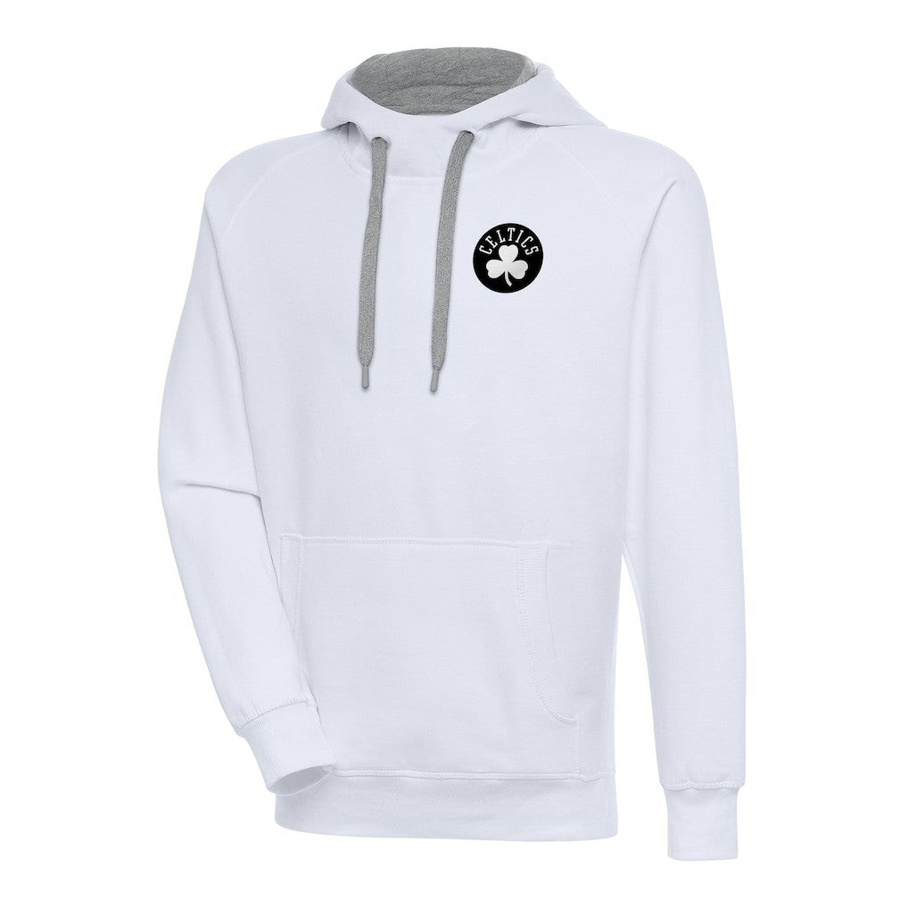 Boston Celtics Antigua Metallic Logo Victory Raglan Pullover Hoodie - White sale