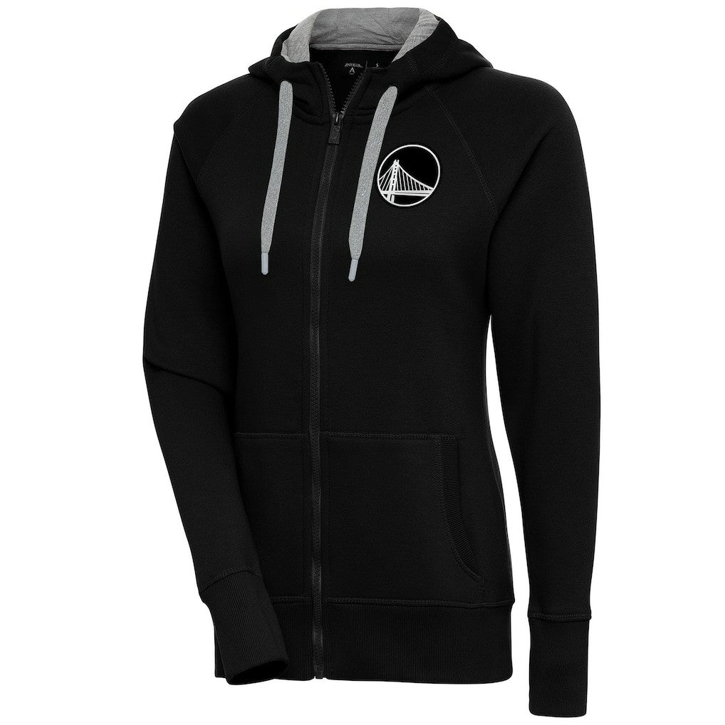Golden State Warriors Antigua Women's Brushed Metallic Victory Full-Zip Hoodie - Black on sale