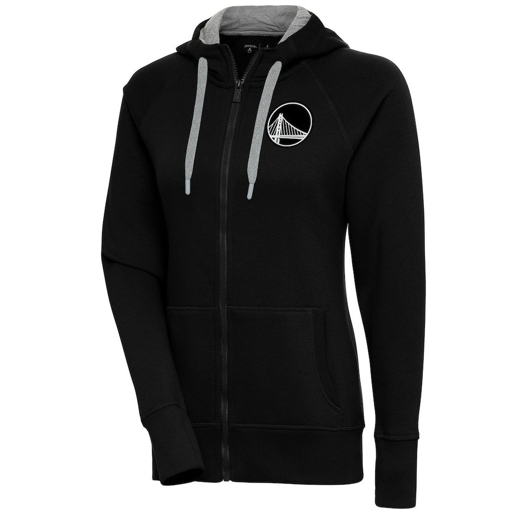 Golden State Warriors Antigua Women's Brushed Metallic Victory Full-Zip Hoodie - Black on sale