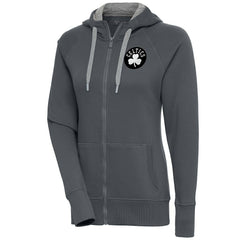 Boston Celtics Antigua Women's Brushed Metallic Victory Full-Zip Hoodie - Charcoal for sale