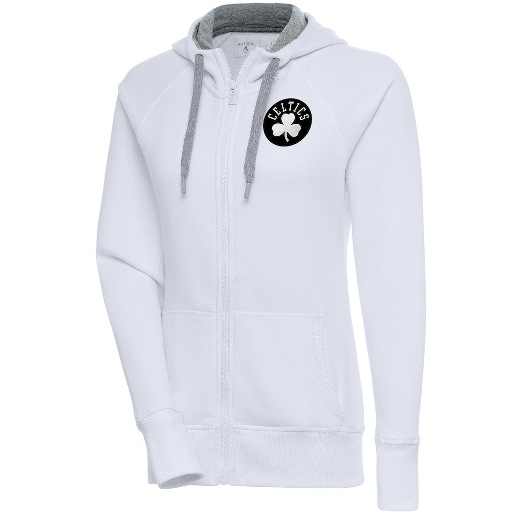 Boston Celtics Antigua Women's Brushed Metallic Victory Full-Zip Hoodie - White discount