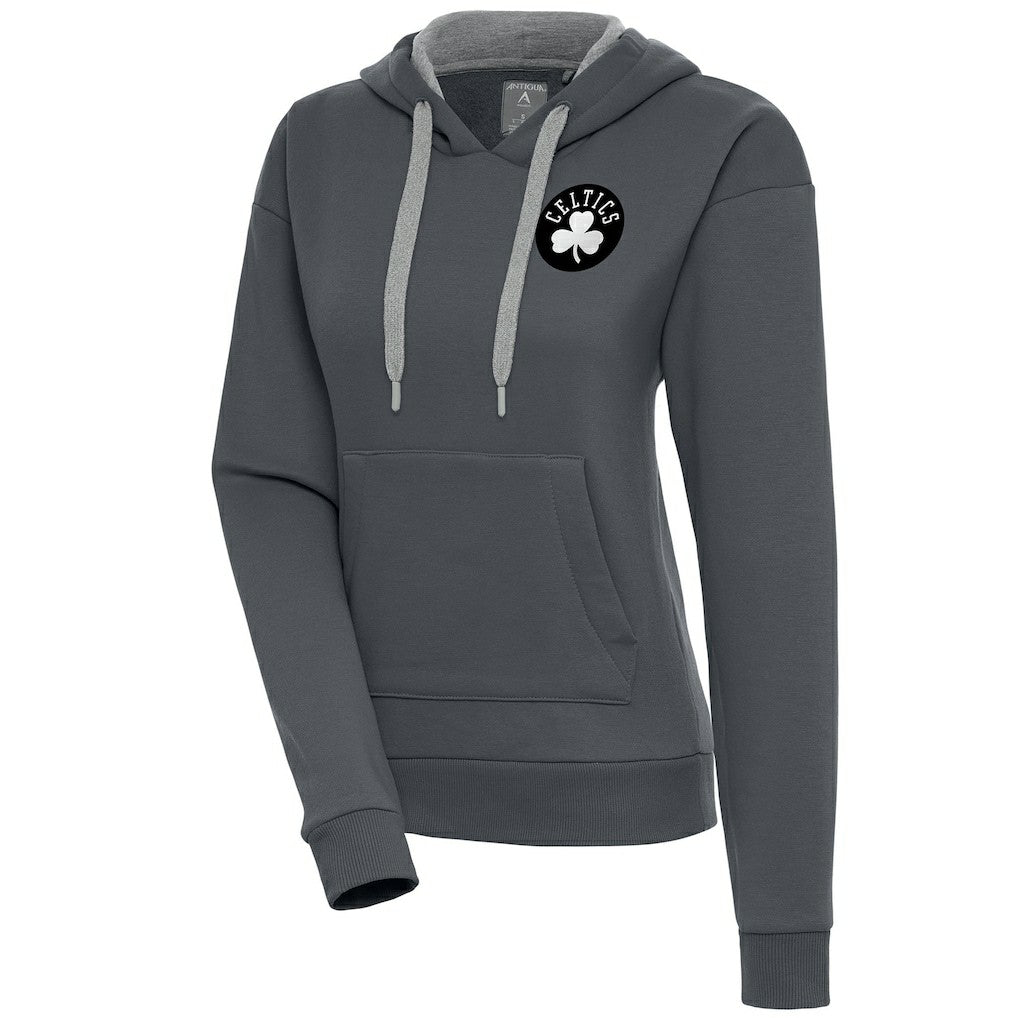 Boston Celtics Antigua Women's Brushed Metallic Victory Pullover Hoodie - Charcoal outlet