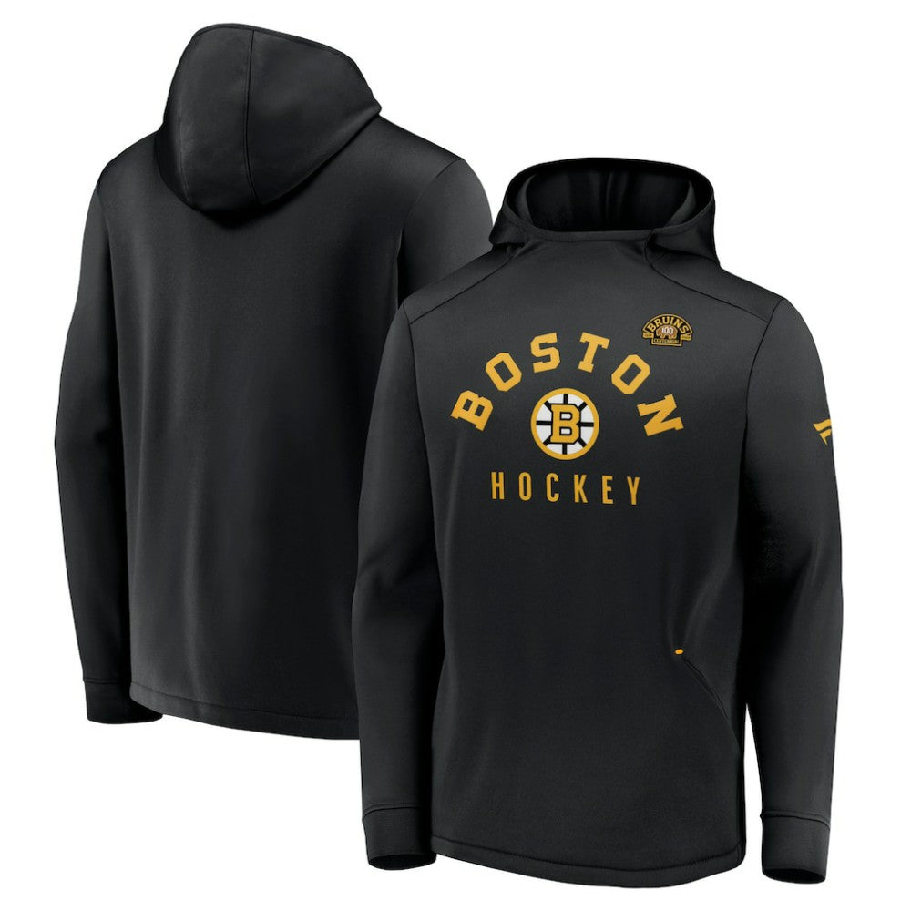 Boston Bruins Fanatics Centennial Lockup Authentic Pro Pullover Hoodie - Black Hoodies