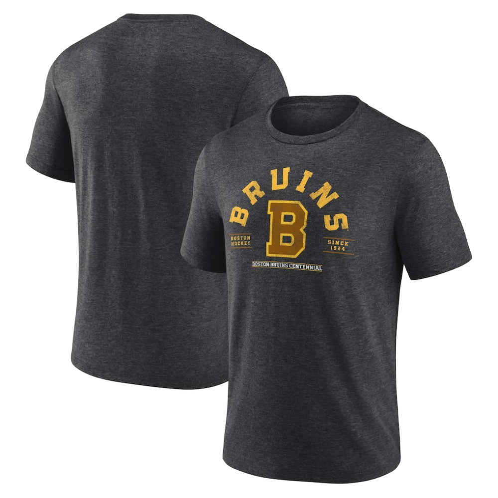 Boston Bruins Fanatics Centennial The Early Years Tri-Blend T-Shirt - Heather Charcoal T-shirts